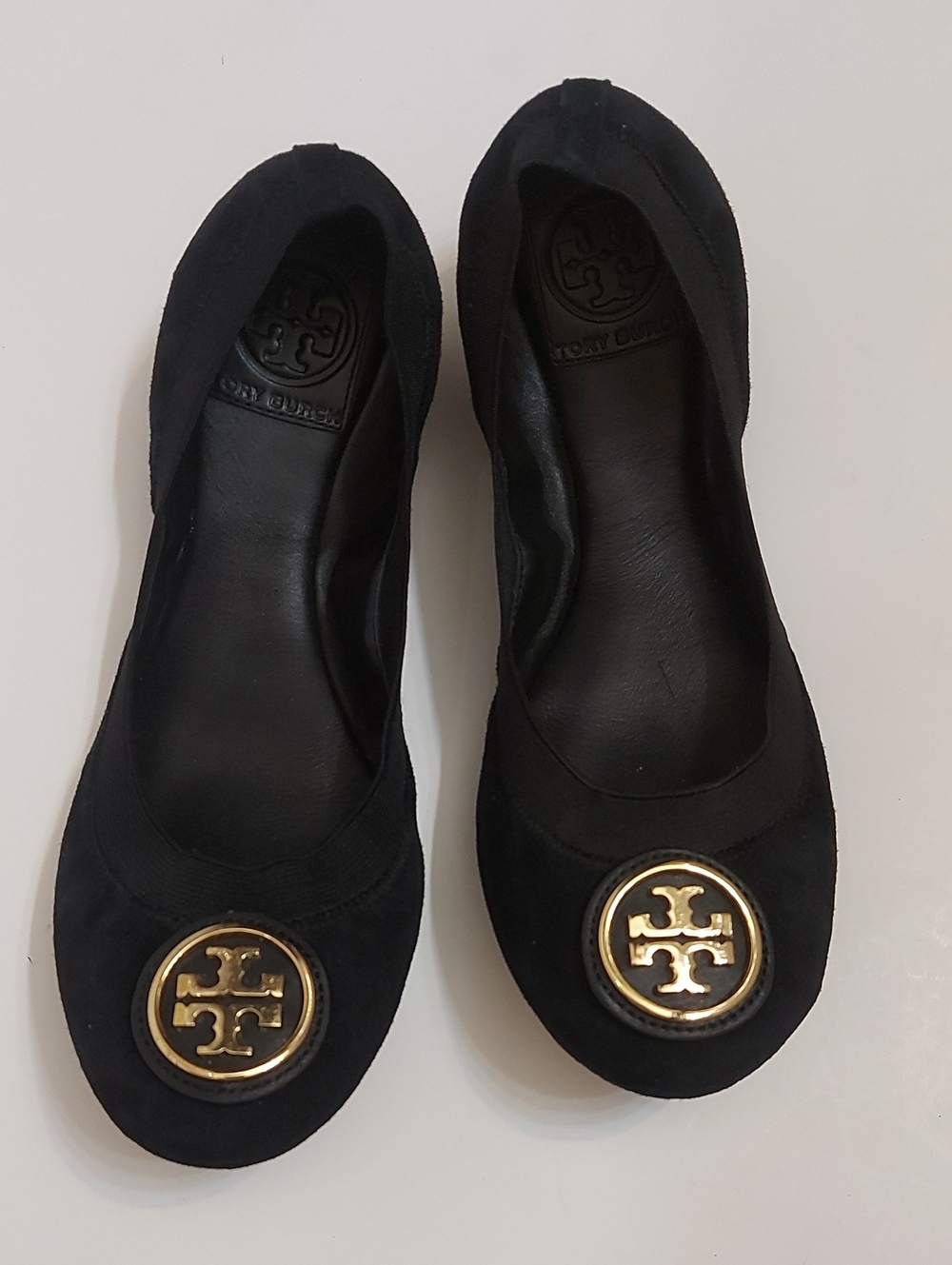 Tory Burch black leather ballet flats, size 7.5
